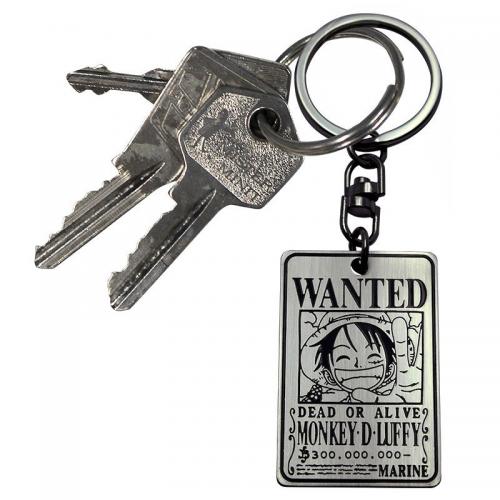 Llavero One Piece Wanted Luffy Plateado