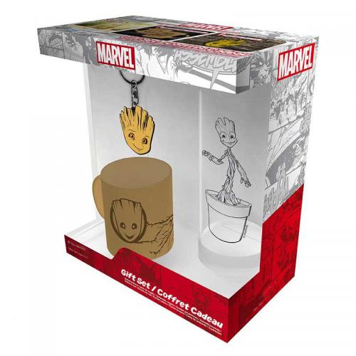 Pack Regalo Groot Marvel Vasito + Llavero + Taza Café